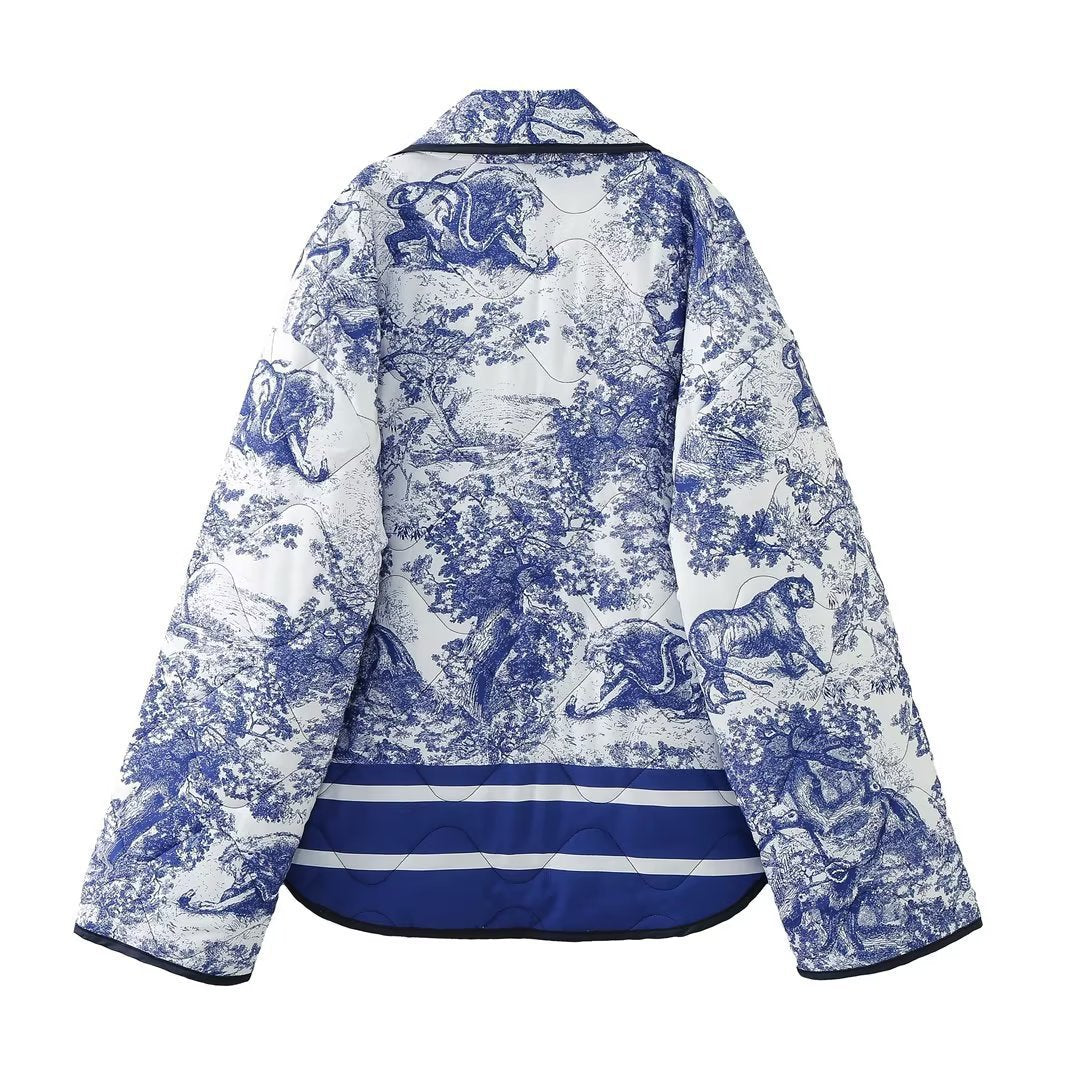 Claiere™ | Vintage Ink Painting Print Oversized Jacket