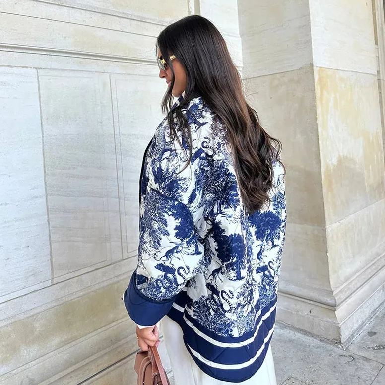 Claiere™ | Vintage Ink Painting Print Oversized Jacket